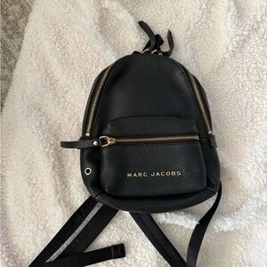 Marc Jacobs Black Textured Leather Mini Backpack with Gold Accents